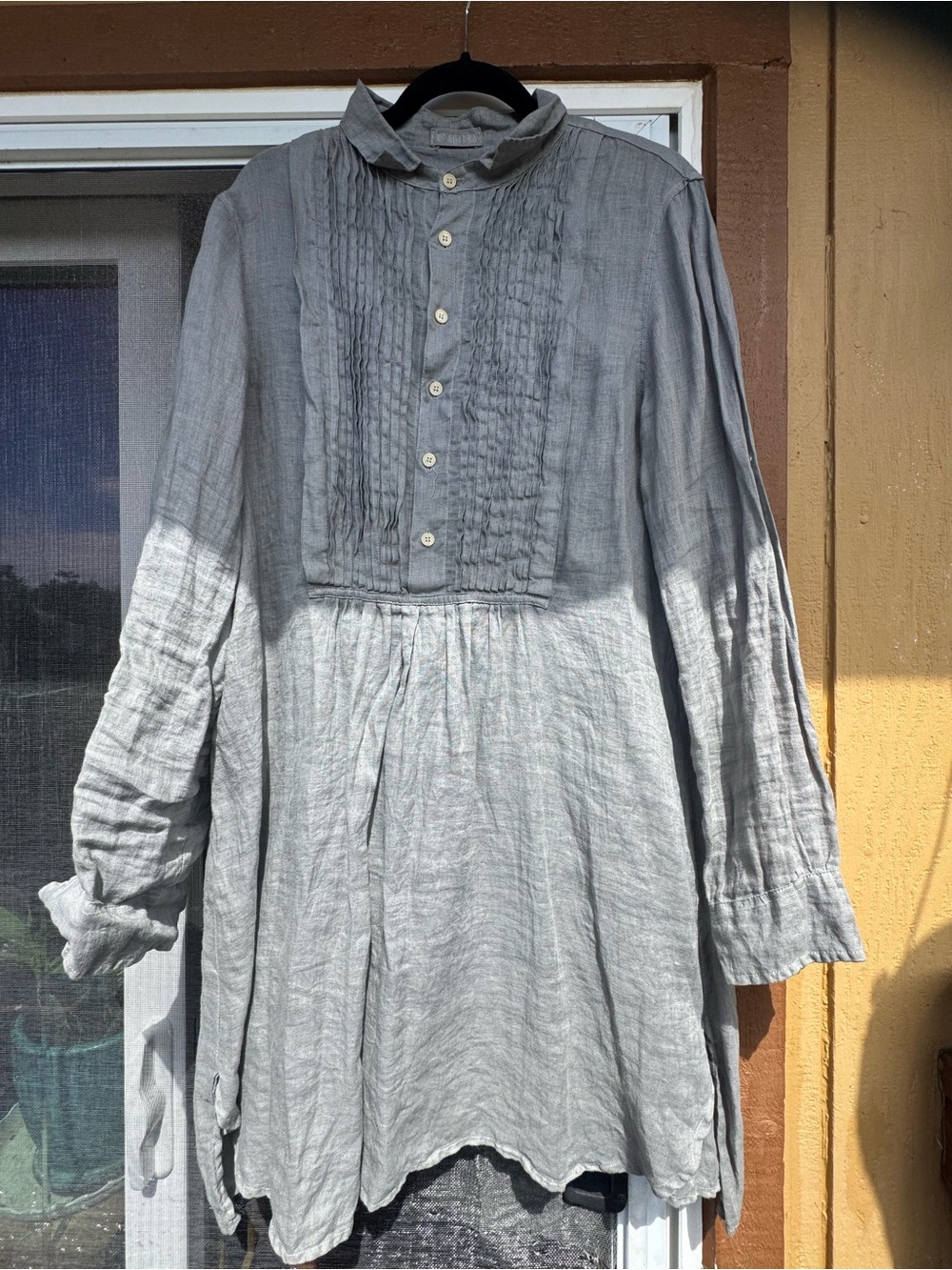 CP Shades Relaxed Light Gray Pintuck Tunic Dress